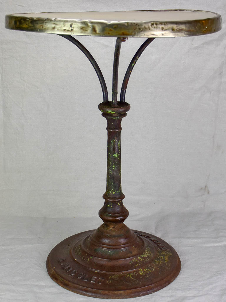 Antique French bistro table with stone top - Grenoble