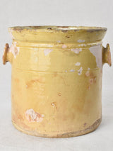 Rustic yellow preserving pot with ear handles 11"