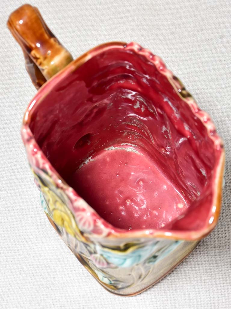 Early 20th Century Barbotine pitcher - floral