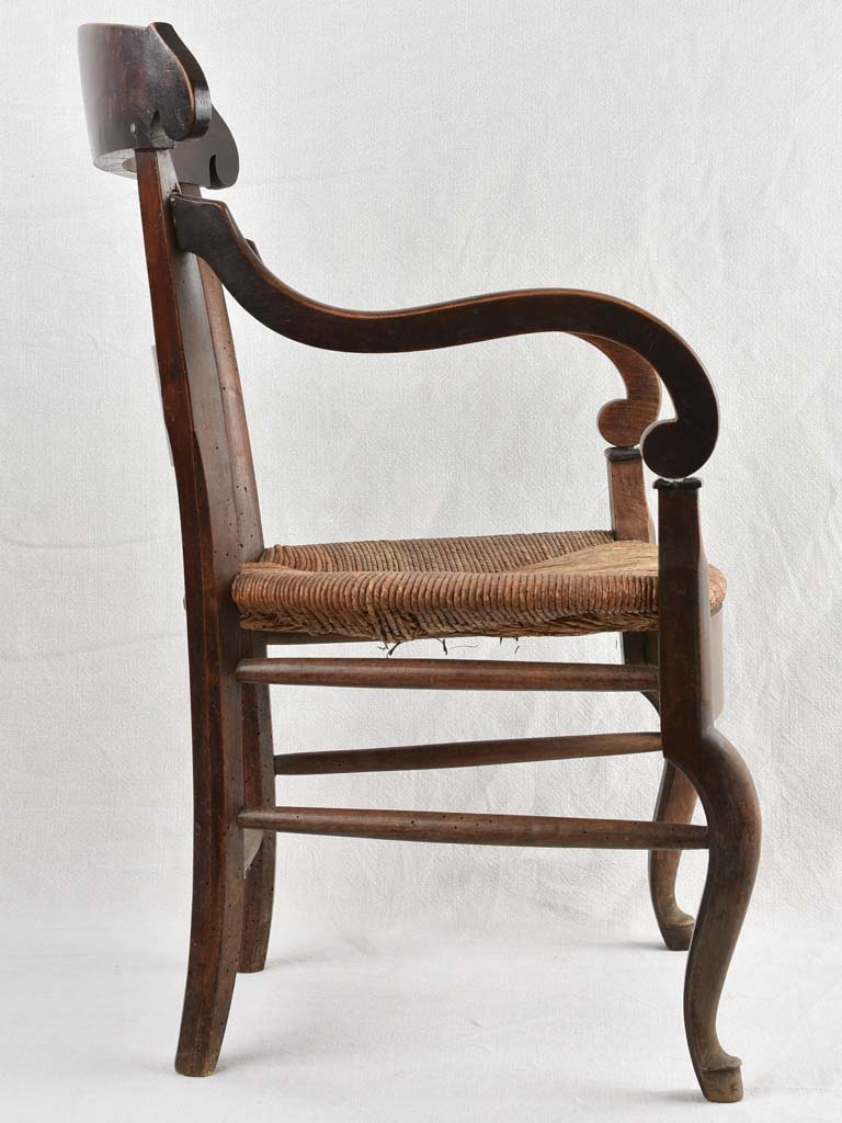 Straw-Seated Nineteenth Century Child's Armchair