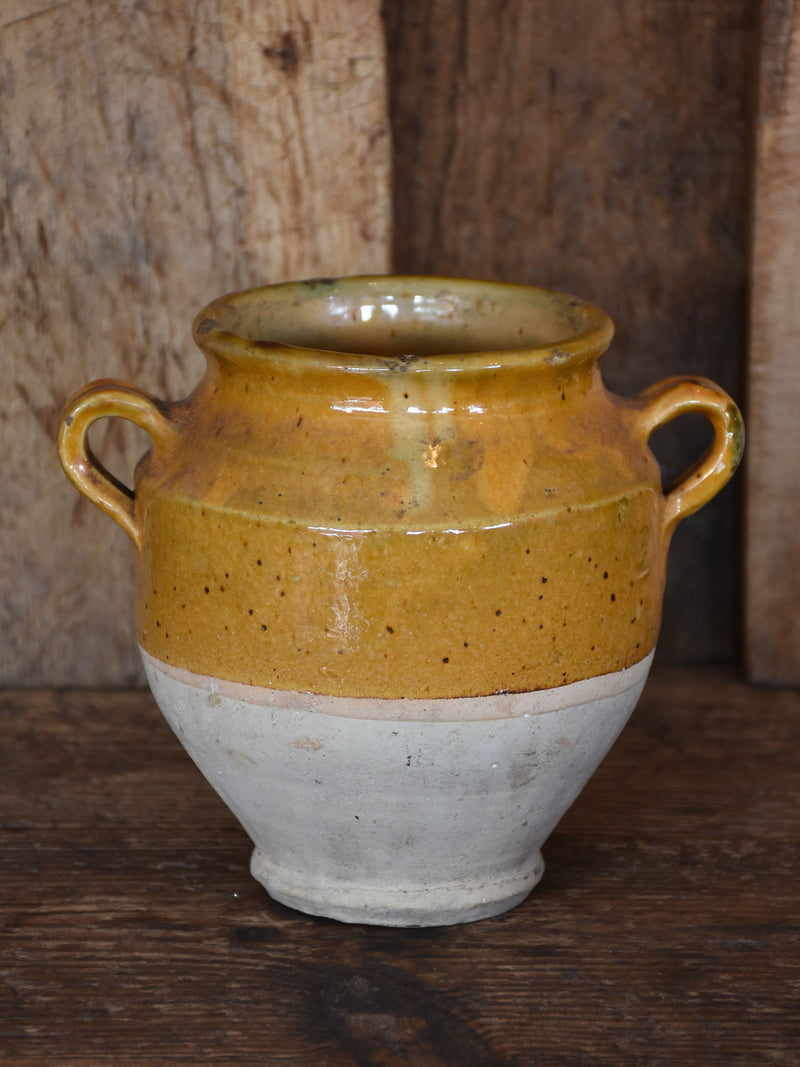 Confit pot, small, ocher glaze, 19th-century