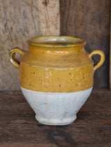Small 19th century French confit pot with ochre glaze - 6½"?