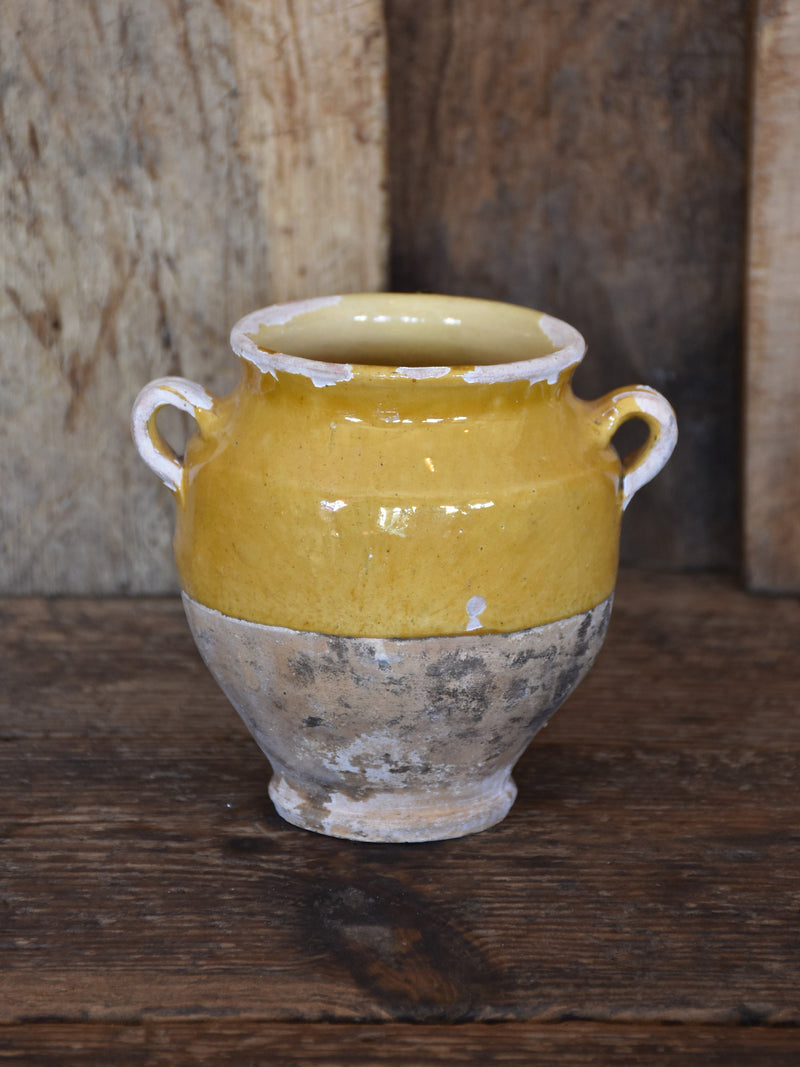 Small 19th century French confit pot with ochre glaze - 5½"?