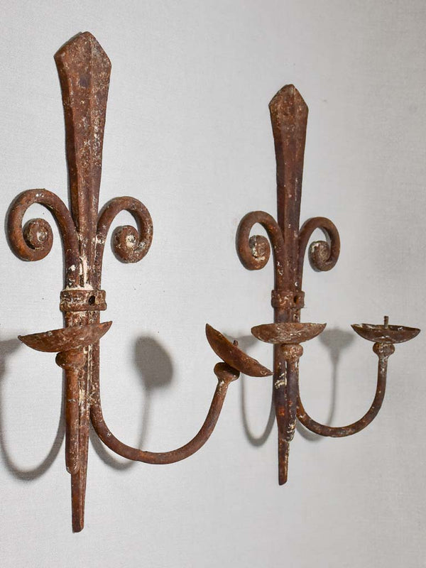Pair of wrought iron wall sconces 17¼"