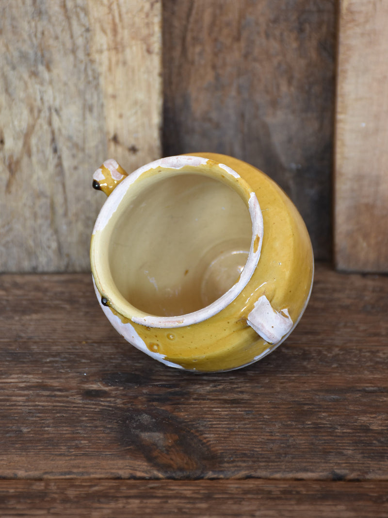 Confit pot, small, ocher glaze 5½", 19th-century