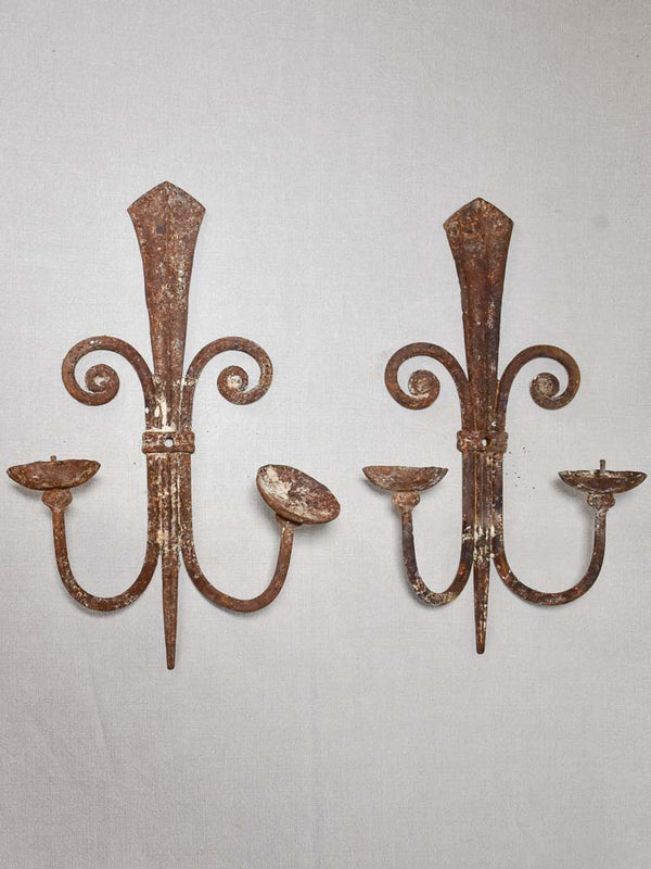 Pair of wrought iron wall sconces 17¼"