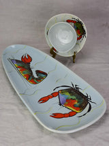 Mid century seafood platter and sauce bowl - crabs