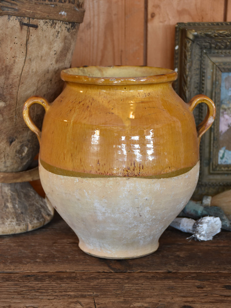 Confit pot, large, ocher glaze, late-19th-century