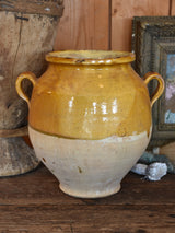 Large late 19th century French confit pot with ochre glaze - 12"?