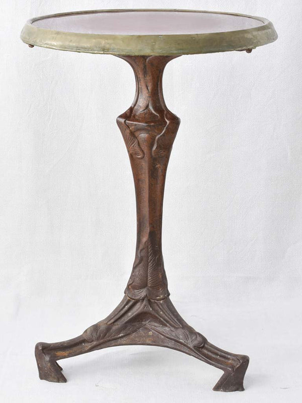 Art Nouveau bistro table - cast iron & opaline