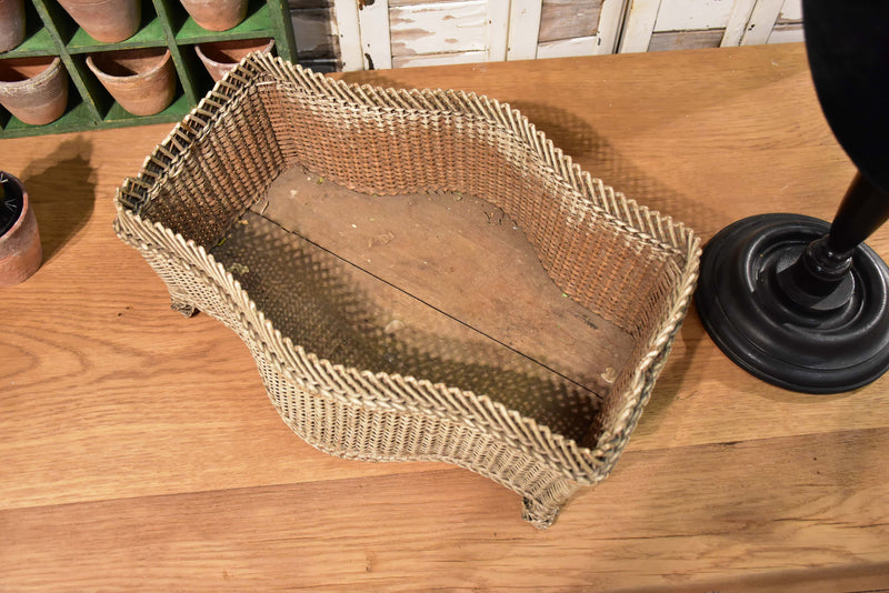 Flower pot stand, wicker, French, antique
