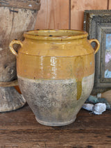 Large late 19th century French confit pot with ochre glaze - 12¼"?