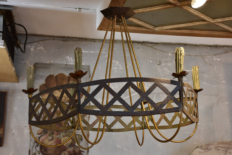 Large French wrought iron lustre