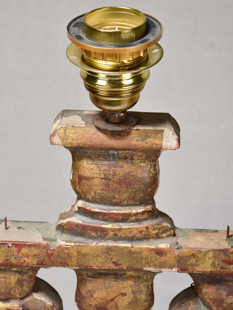 Antique French boiserie giltwood table lamp base