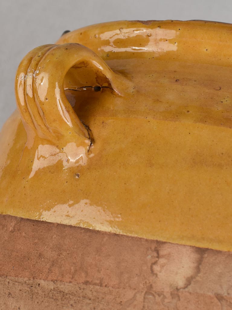 Confit pot, antique yellow-ocher glaze, large 12¼"