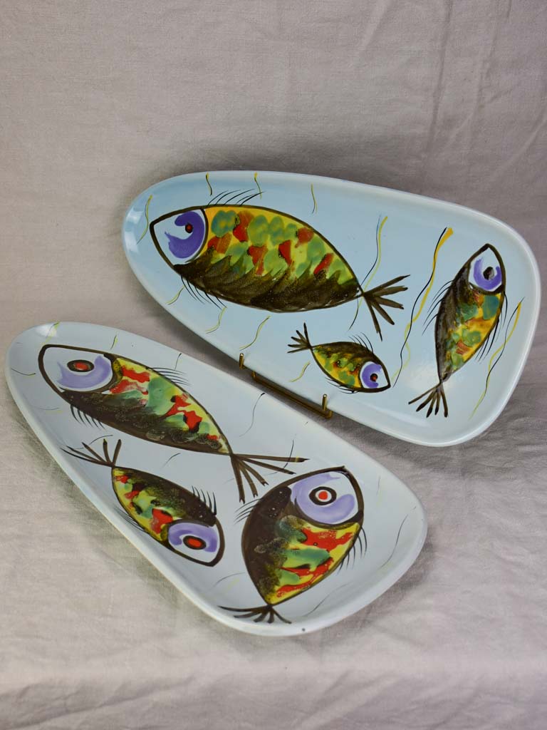 Two 1950's French hand-painted fish platters  (Pornic)