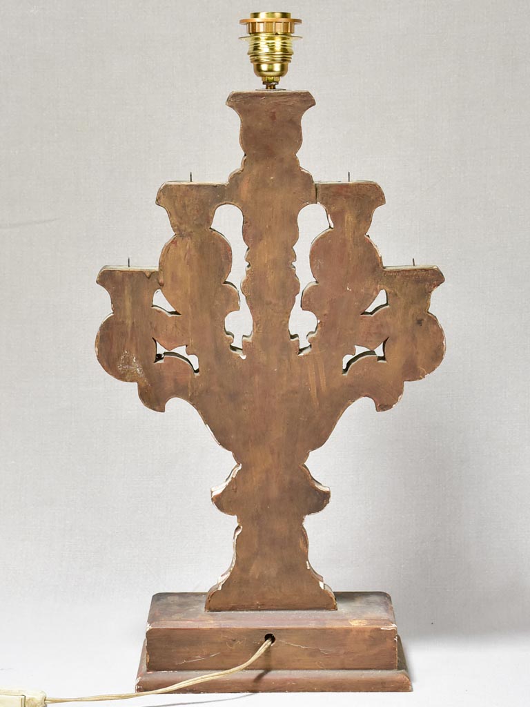 Antique French boiserie giltwood table lamp base