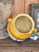Confit pot, ocher glaze 12½", late-19th-century