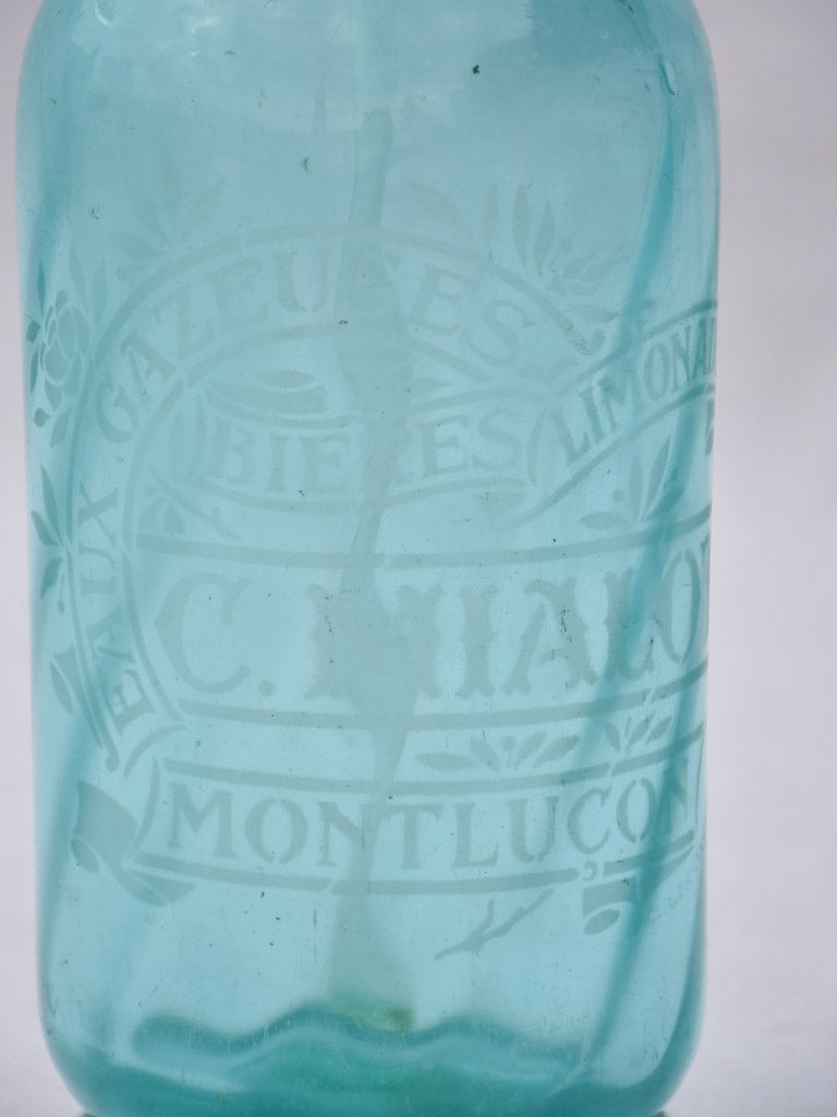 Turquoise early twentieth century seltzer siphon - Eau gazeuses biere C. Mialot