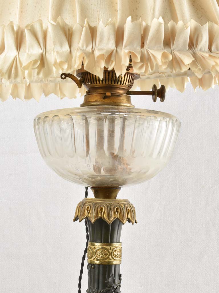 Intricate detailing on bronze lamp base