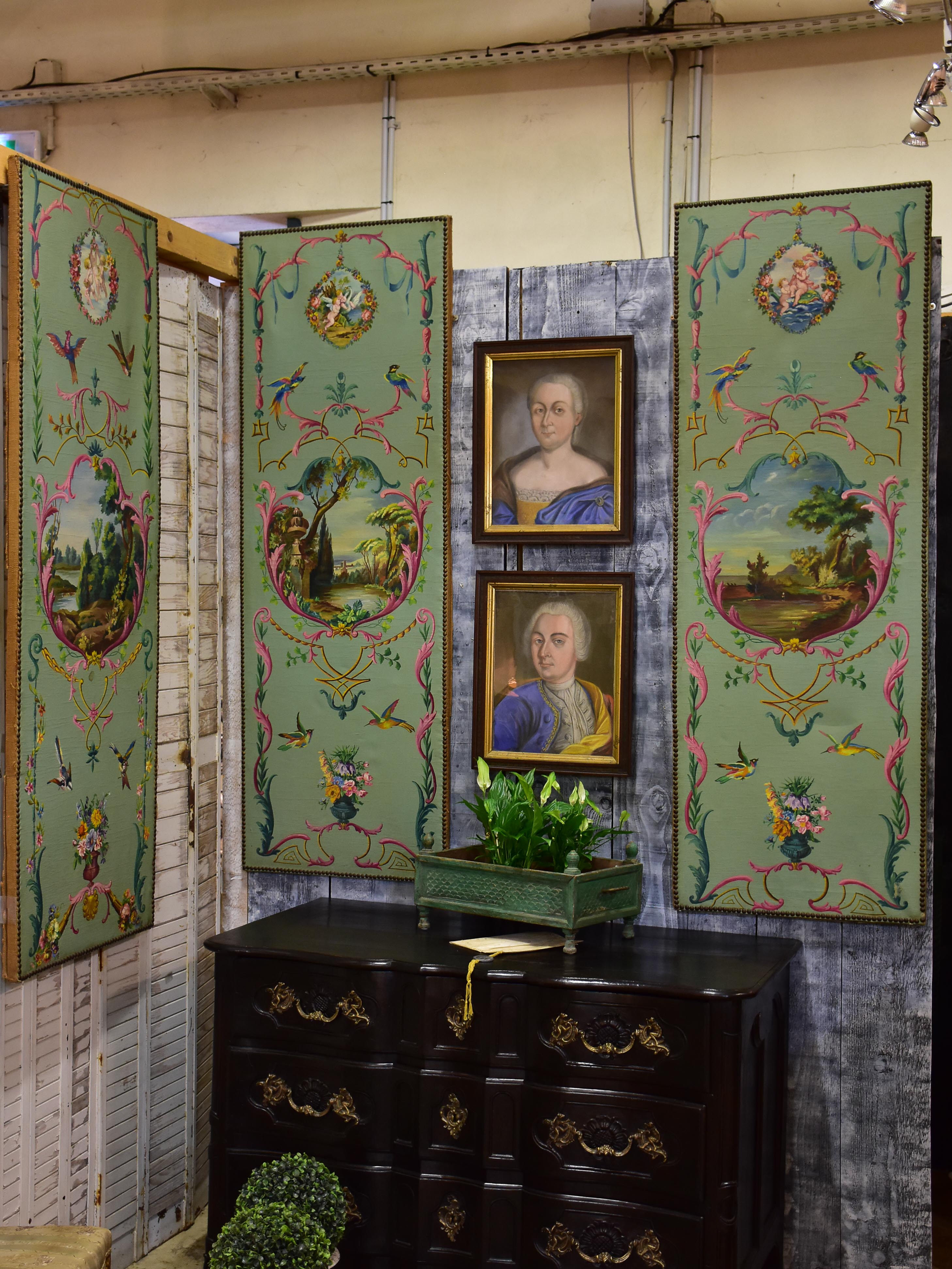 Antique French Triptych - oil on canvas