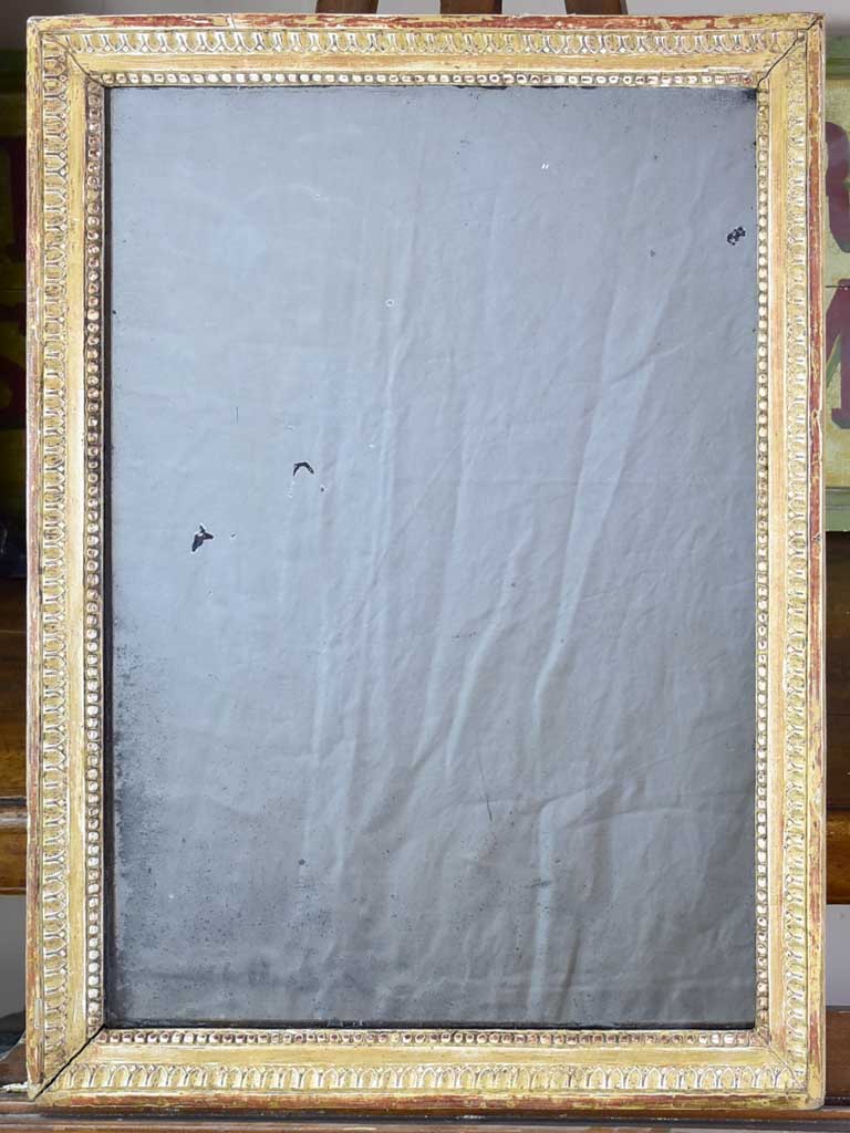 Louis XVI 18th-century rectangular mirror with beige and gold frame 22¾" x 30¾"