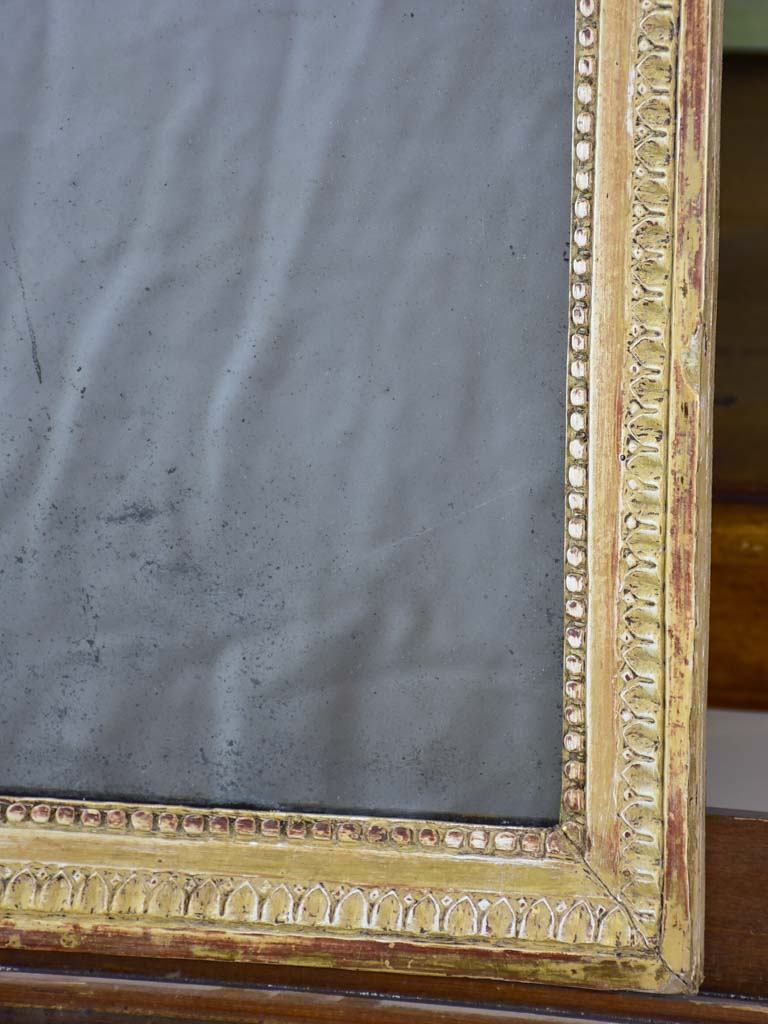 Louis XVI 18th-century rectangular mirror with beige and gold frame 22¾" x 30¾"