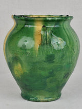 Confit pot, antique, rustic, green, 9"