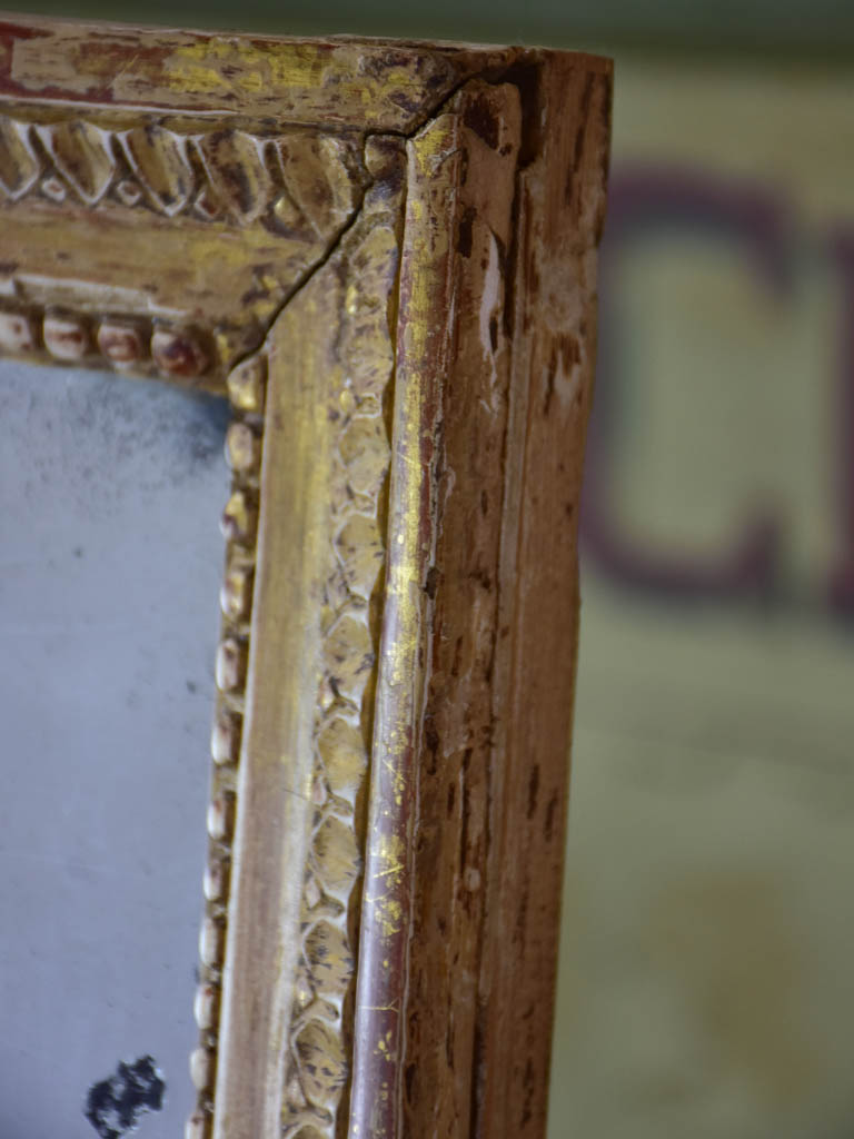 Louis XVI 18th-century rectangular mirror with beige and gold frame 22¾" x 30¾"