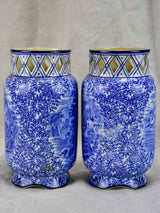 Pair of English vases with pretty diamond detail - Fenton