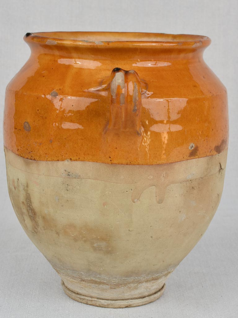 Antique French ocher glazed confit pot 9½"