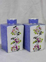 Pair of English jars / vases - blossom and blue pattern