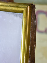Antique French bistro mirror with brass frame and original glass 30" x 17"