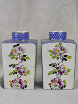 Pair of English jars / vases - blossom and blue pattern