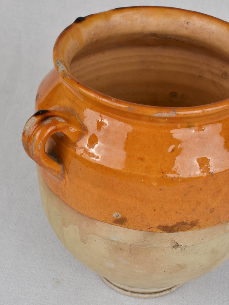 Antique French ocher glazed confit pot 9½"