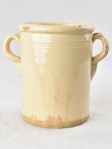 Italian preserving pot - cream glaze two handles 6"