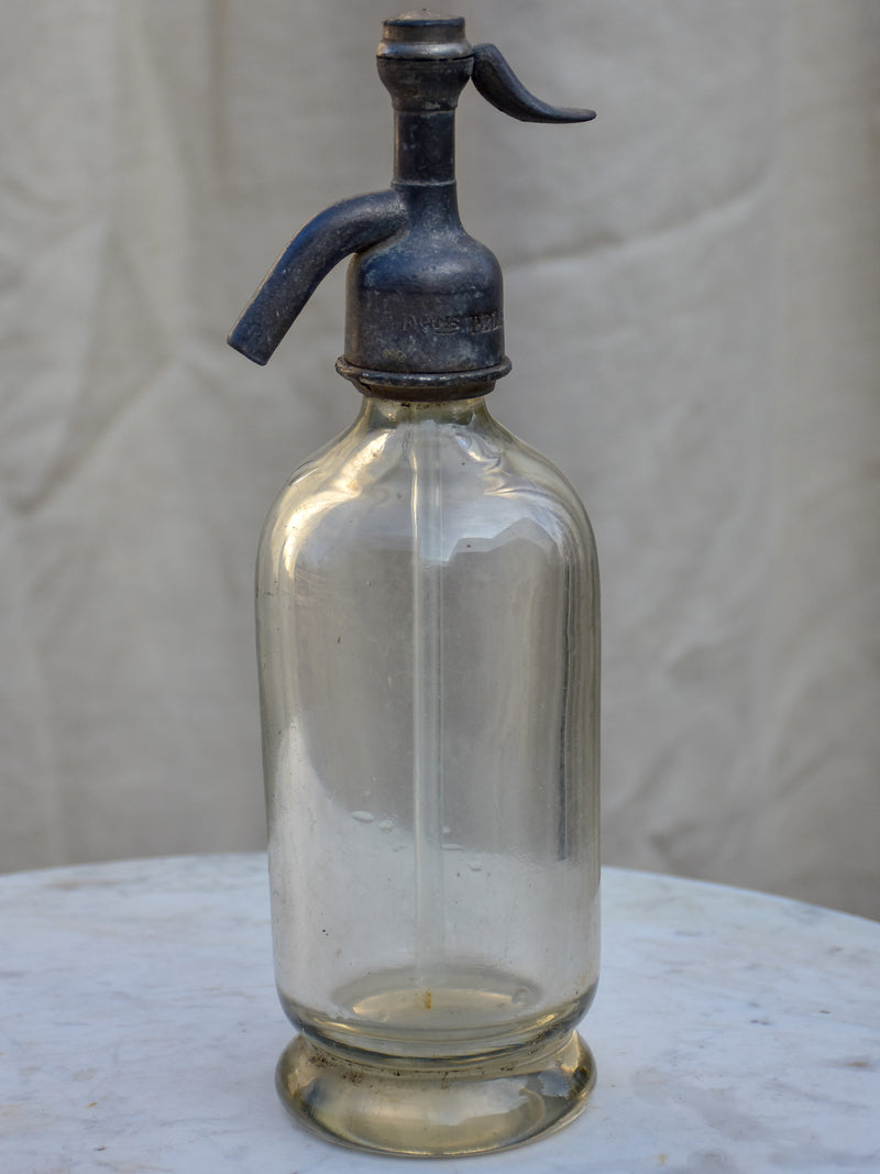 Collection of five antique French 'demi' seltzer bottles