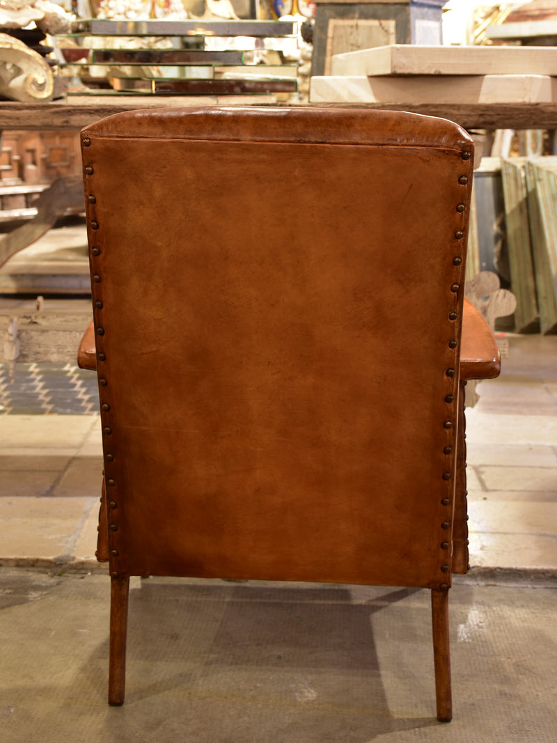 1960's mid century modern French leather armchair