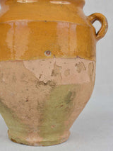 Small antique French confit pot with yellow ocher glaze 8¼"
