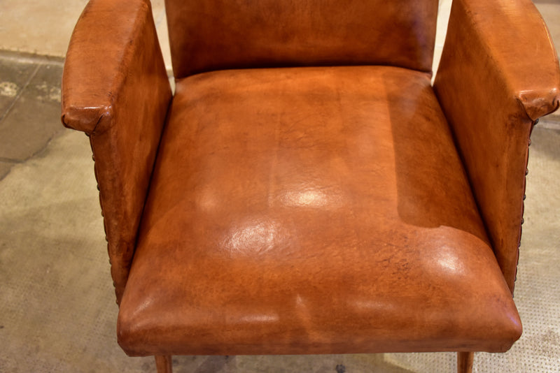 1960's mid century modern French leather armchair