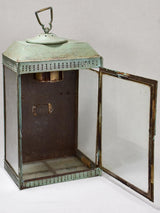 Rustic French wall lantern with green patina 26¾"