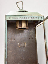 Rustic French wall lantern with green patina 26¾"