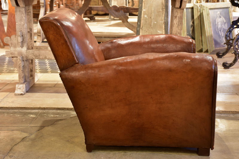 French vintage leather club chair - 1950's