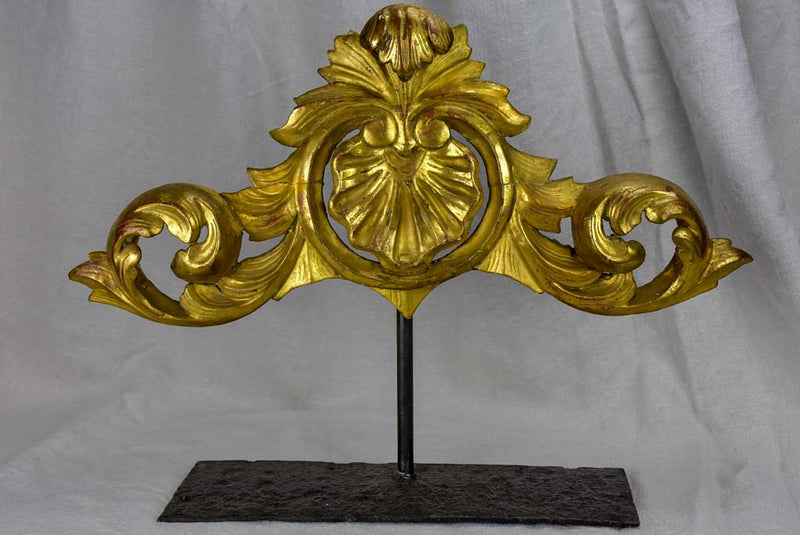 Salvaged gilded boiserie mounted on a stand