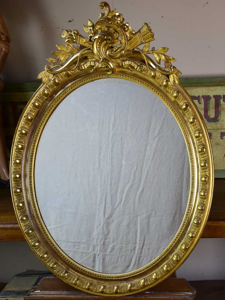 19th-century French gilt mirror - oval 33" x 44"