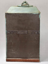 Rustic French wall lantern with green patina 26¾"