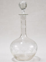 Antique French Etched-Glass Carafe with Stopper