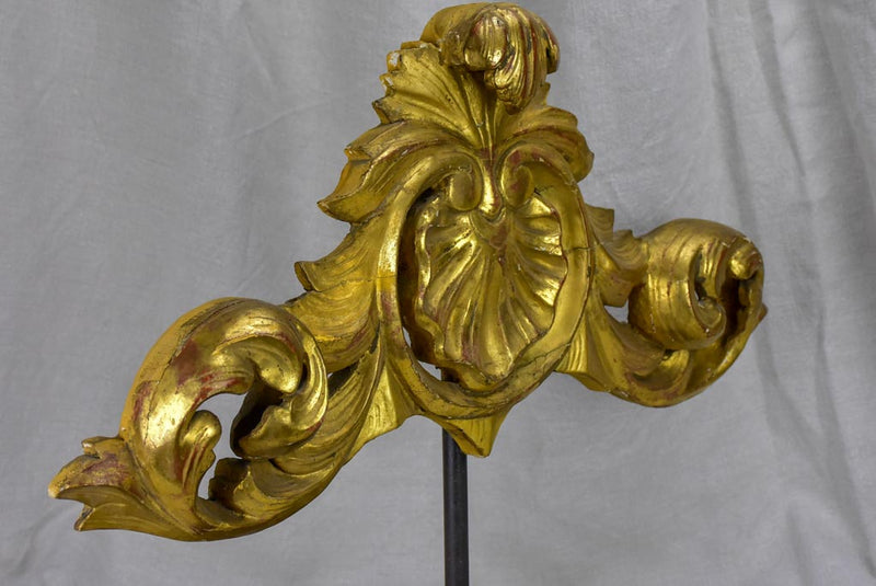 Salvaged gilded boiserie mounted on a stand