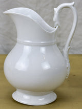 Vintage French faience white water pitcher - Empire style