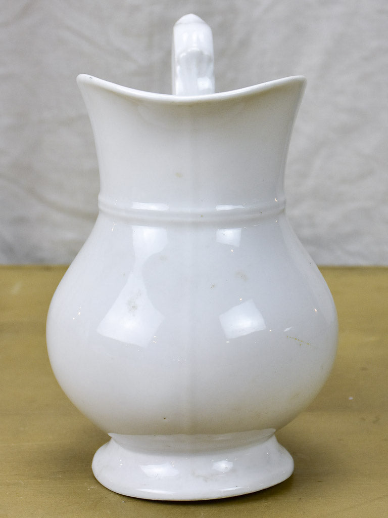 Vintage French faience white water pitcher - Empire style